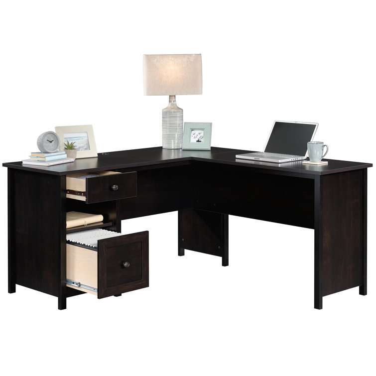 Estate Black L-Shaped Executive Desk with File Drawer