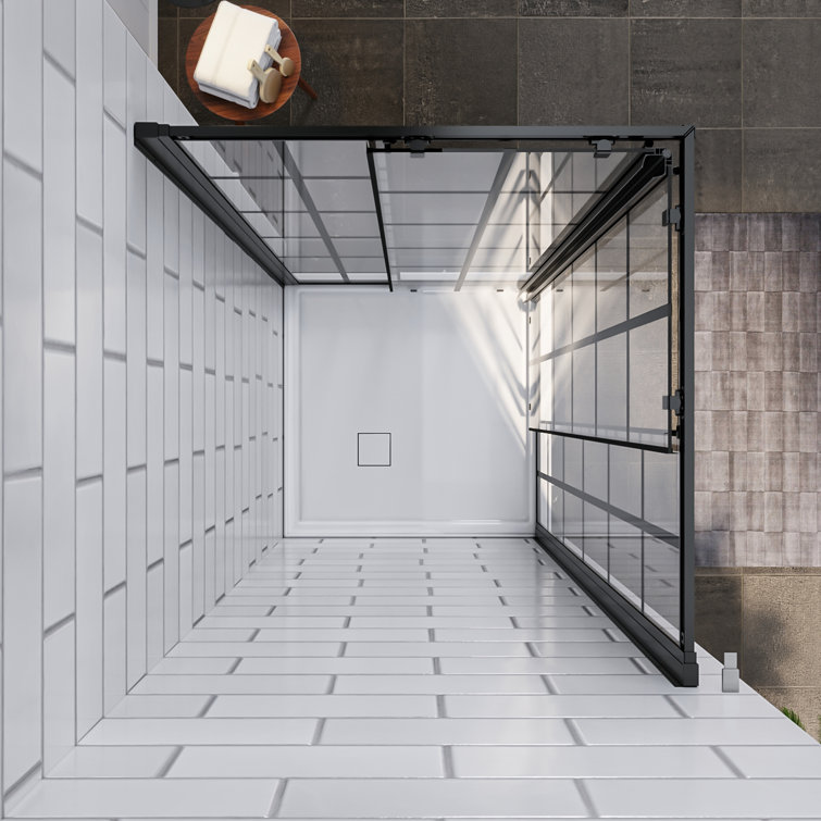 Black Framed 36'' x 36'' Clear Tempered Glass Shower Enclosure