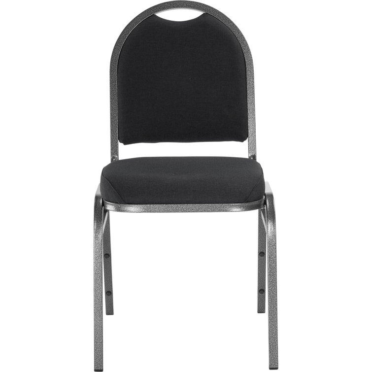 Ebony Black Fabric and Metal Stackable Banquet Chair