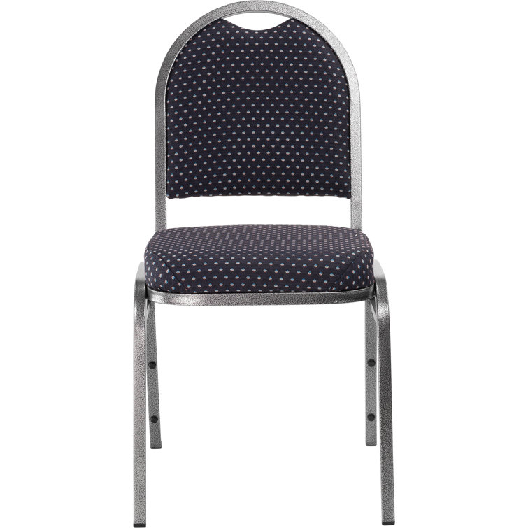 Ebony Black Fabric and Metal Stackable Banquet Chair