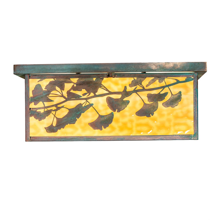 Verdigris Brass and Glass 20" Indoor/Outdoor Flush Mount