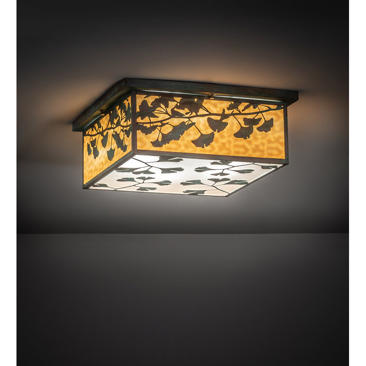 Verdigris Brass and Glass 20" Indoor/Outdoor Flush Mount