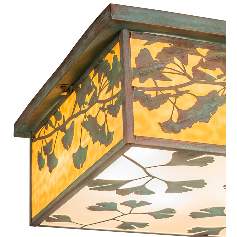 Verdigris Brass and Glass 20" Indoor/Outdoor Flush Mount