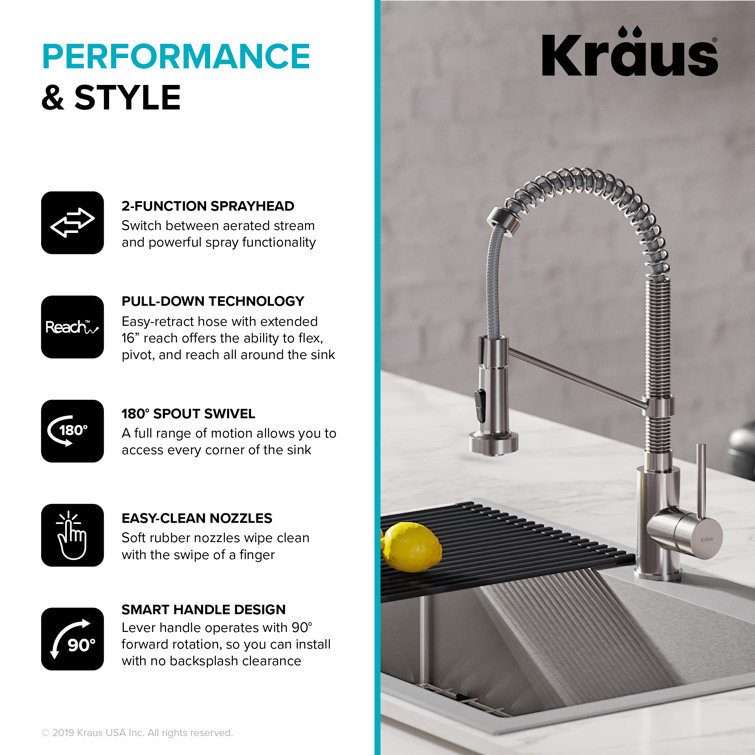 Stainless Steel Dual Mount Kitchen Sink with Pull-Down Faucet, 33"