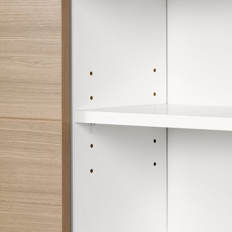Twin White and Soft Elm Wood Bookcase Headboard with Storage