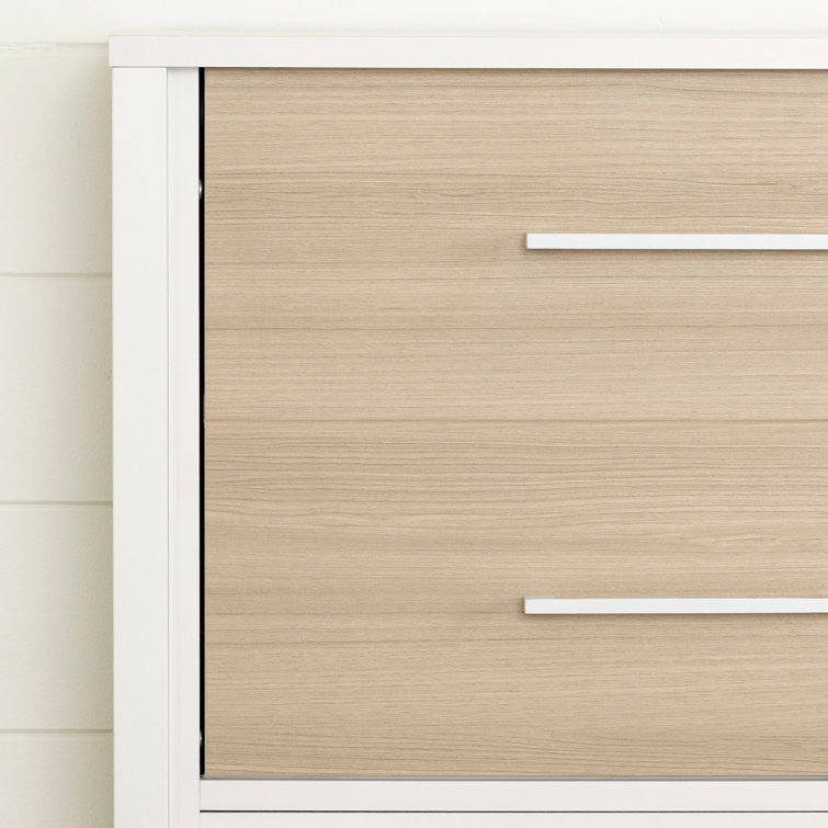 Twin White and Soft Elm Wood Bookcase Headboard with Storage