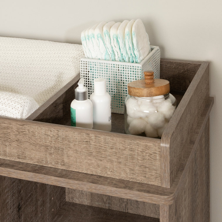 Weathered Oak Rustic Farmhouse Changing Table with Drawers