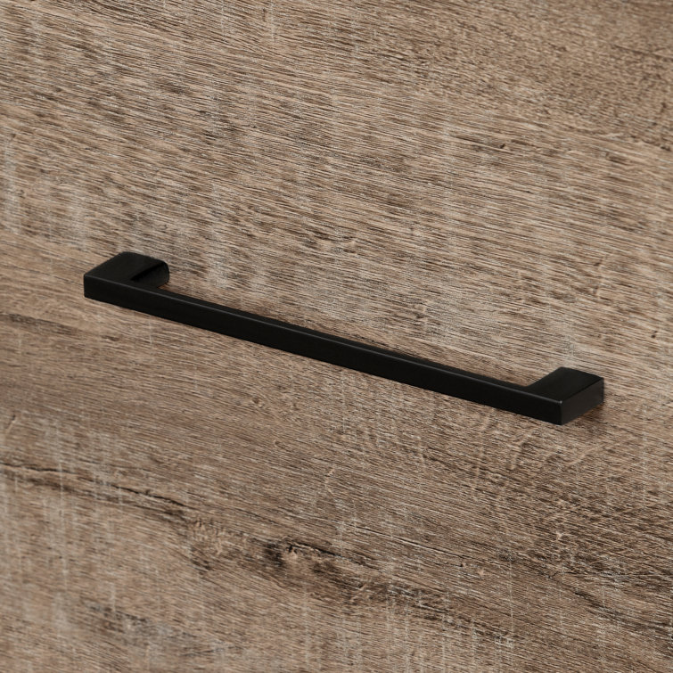 Twin Weathered Oak and Matte Black Wood Headboard with Storage