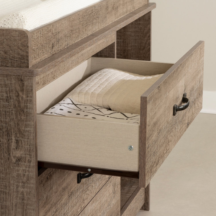 Weathered Oak Rustic Farmhouse Changing Table with Drawers