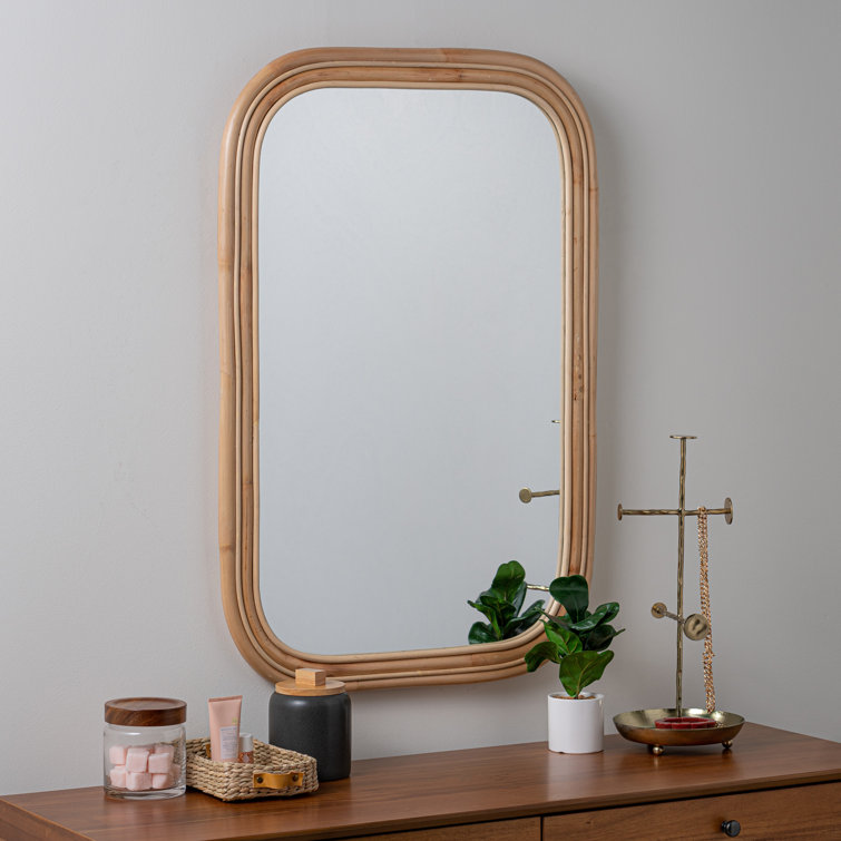 Reyna Rectangular Natural Bamboo 36" Wall Mirror