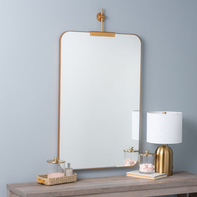 Gold Rectangular Metal Framed Wall Mirror