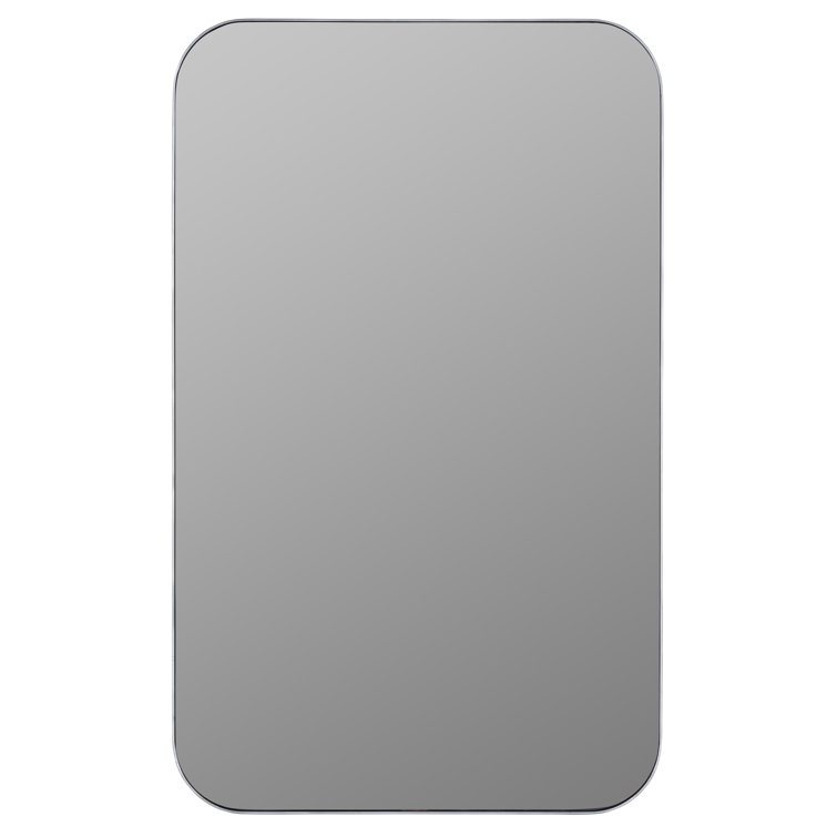 Silver Metal Slim Frame Medicine Cabinet with Mirror