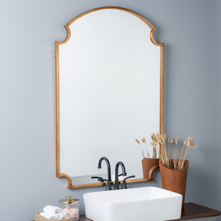 Luxurious Gold Leaf Rectangular Wood Wall Mirror