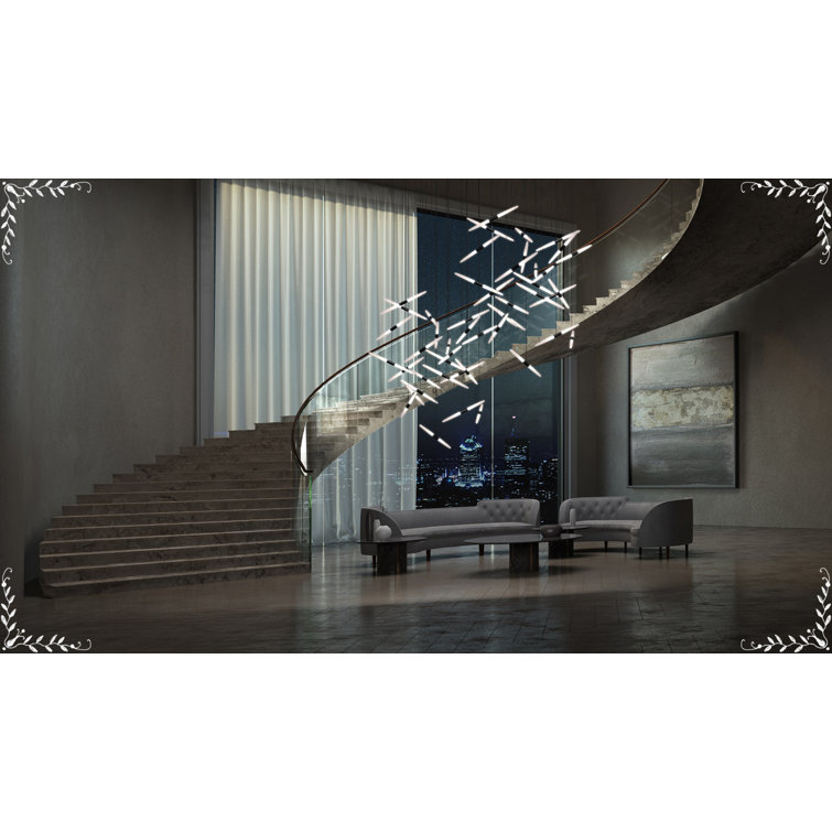 Contemporary Ballet 13-Light LED Cluster Pendant in Satin Black