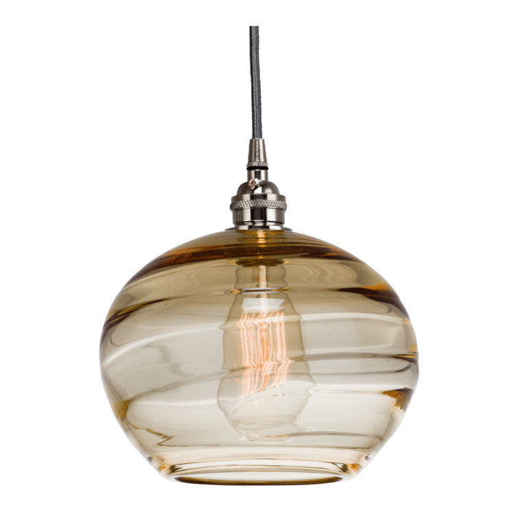 Coppa Matte Black and Silver 8" Handmade Glass Pendant Light