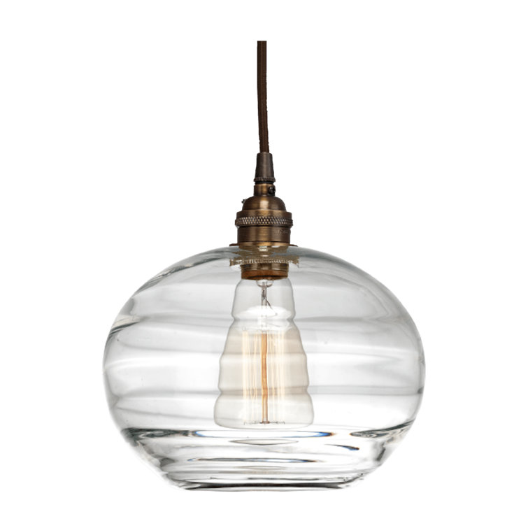 Coppa Handmade Blown Glass 8" Drum Pendant in Matte Black and Bronze