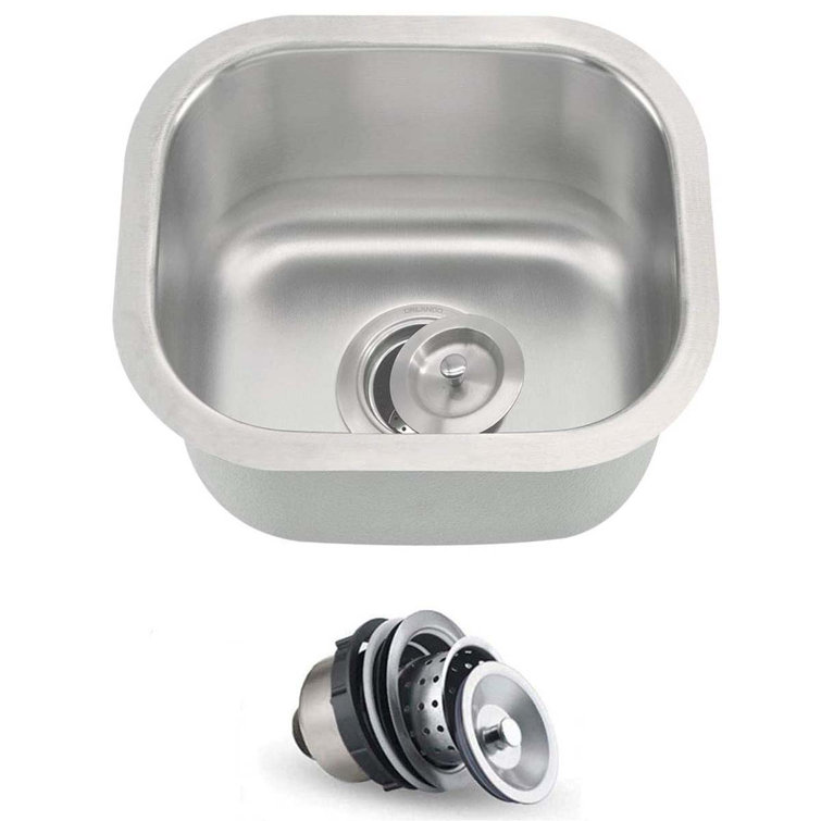 13'' Square Undermount Stainless Steel Single Bowl Kitchen Sink