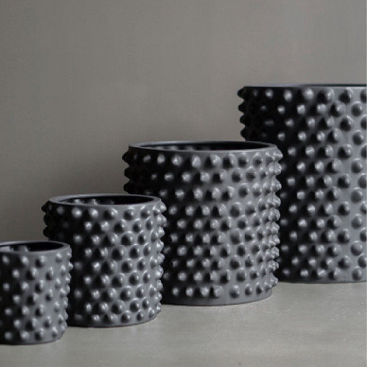 Gray Textured Ceramic Indoor Pot Planter