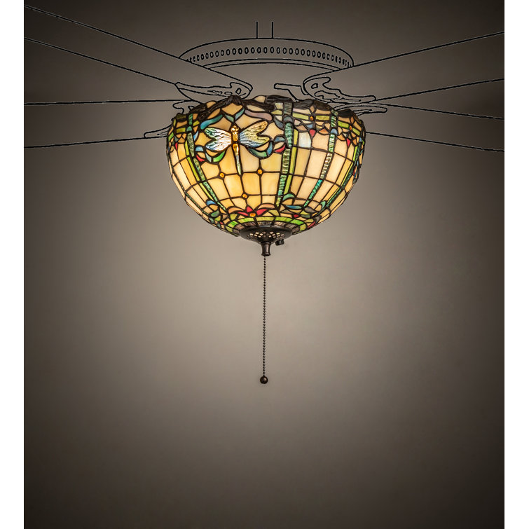 Multicolor Tiffany Dragonfly Ceiling Fan Light Kit