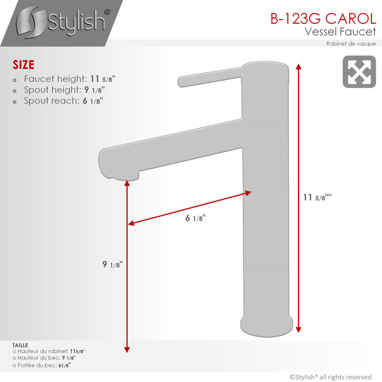 Elegant Single-Lever Gold Tone Vessel Sink Faucet