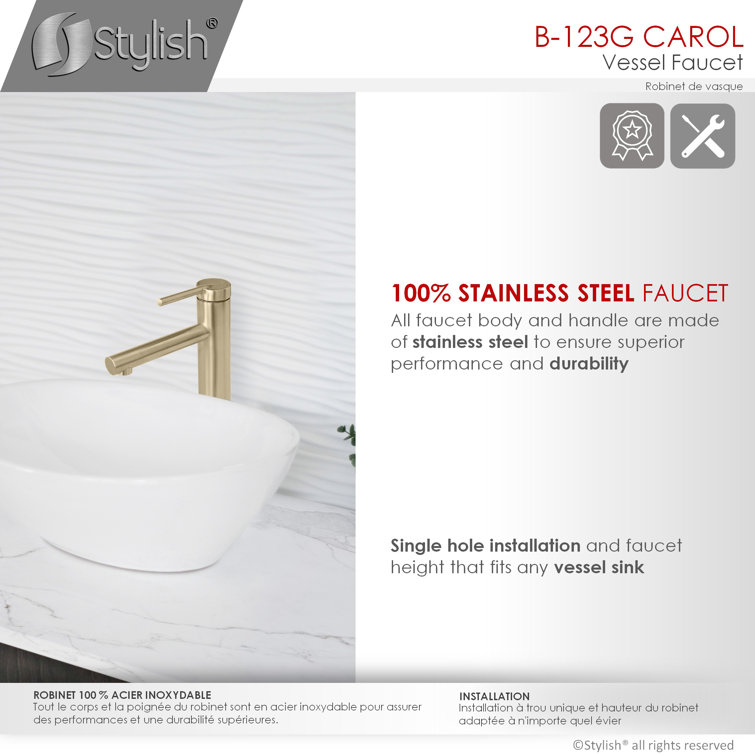 Elegant Single-Lever Gold Tone Vessel Sink Faucet