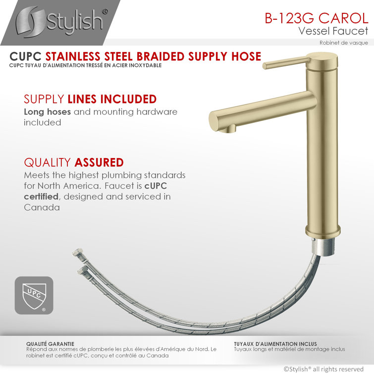 Elegant Single-Lever Gold Tone Vessel Sink Faucet