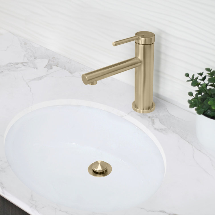Brushed Gold Stainless Steel Single Handle Bathroom Faucet