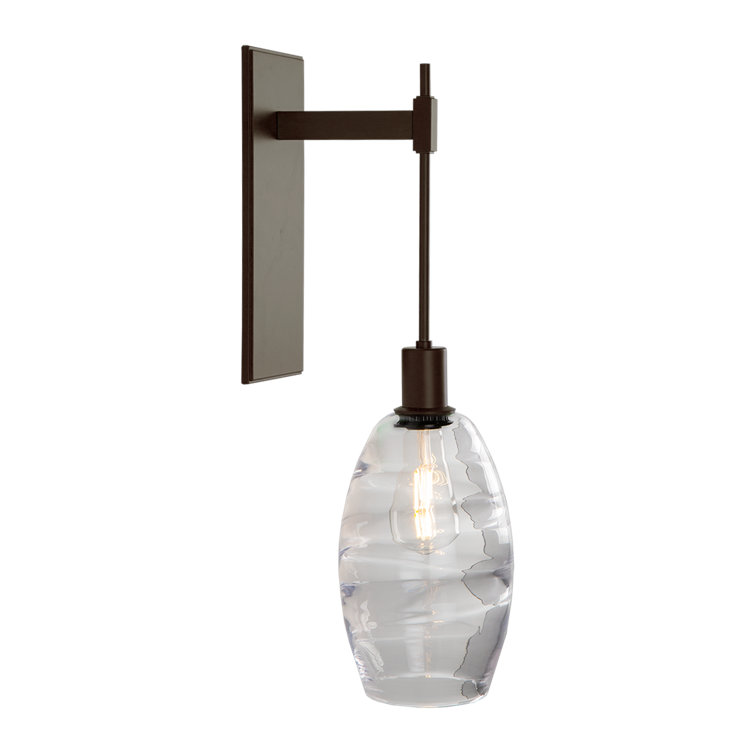 Bronze Direct Wired Electric Wall Sconce with Clear Glass Shade