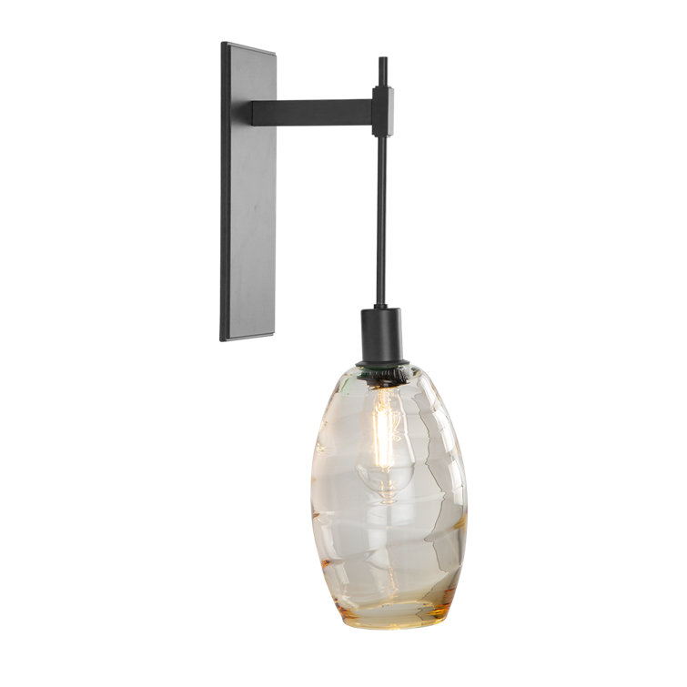 Ellisse Optic Amber Glass & Matte Black Tempo Sconce
