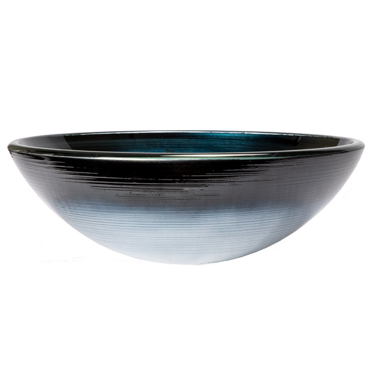16.38'' Silver and Blue Tempered Glass Vessel Sink