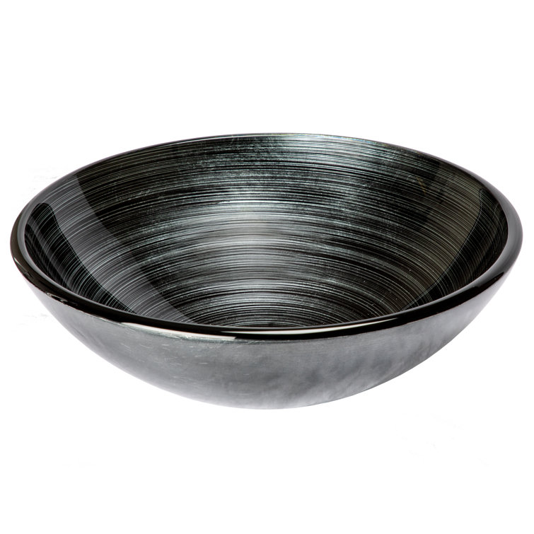 16.38'' Silver and Black Glass Vessel Sink