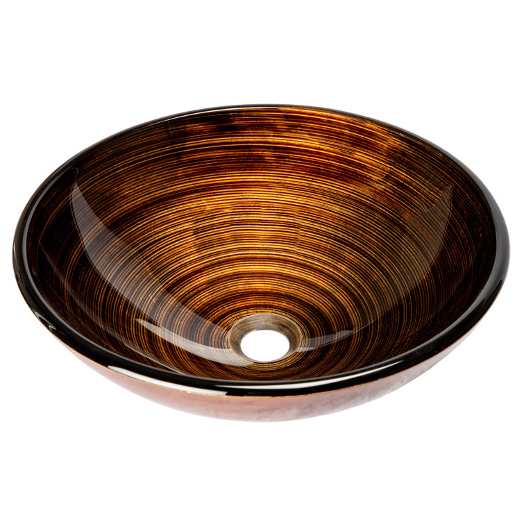 Eden Brown and Gold Glass Above-Counter Vessel Sink