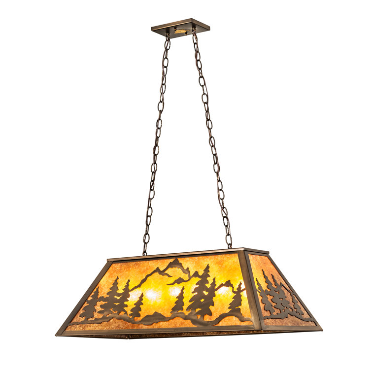 Antique Copper Globe Island Pendant with Amber Mica Shade