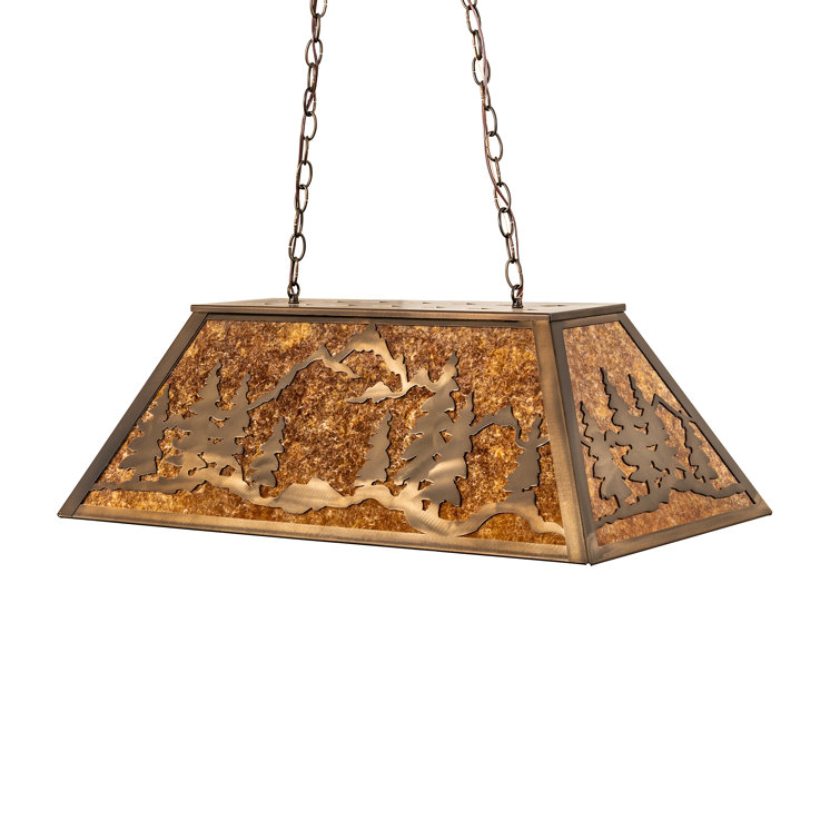 Antique Copper Globe Island Pendant with Amber Mica Shade