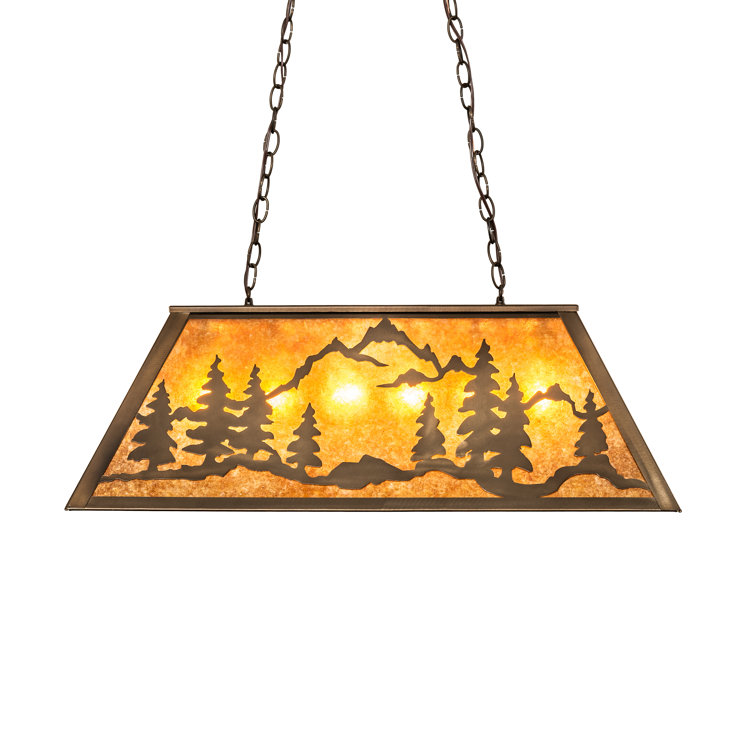Antique Copper Globe Island Pendant with Amber Mica Shade