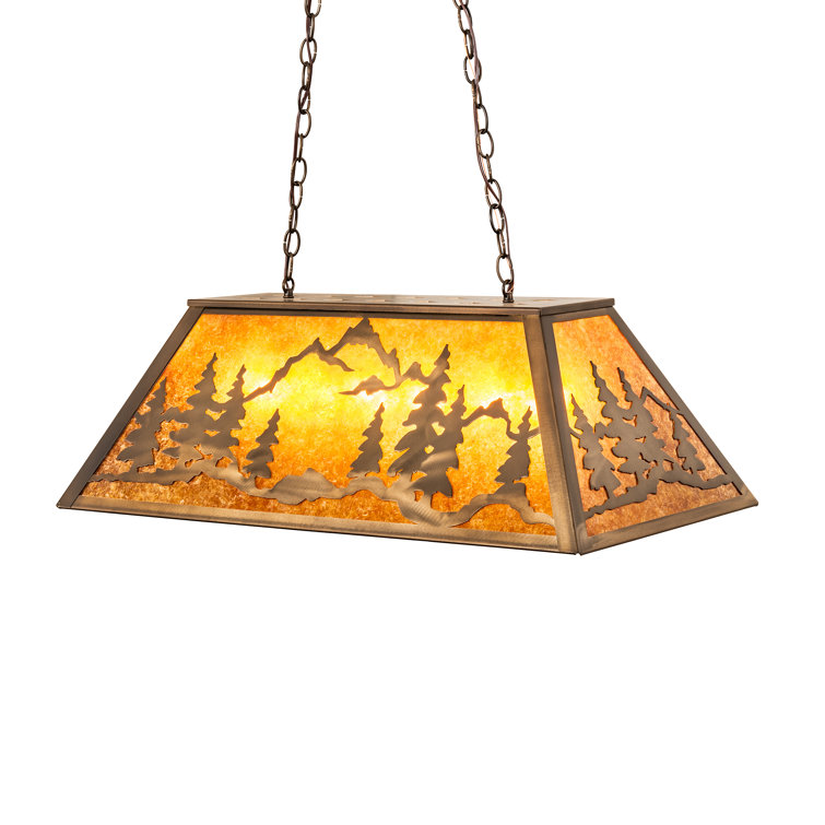 Antique Copper Globe Island Pendant with Amber Mica Shade
