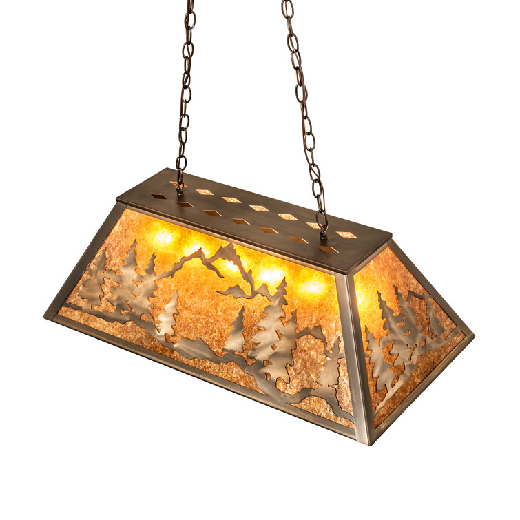 Antique Copper Globe Island Pendant with Amber Mica Shade