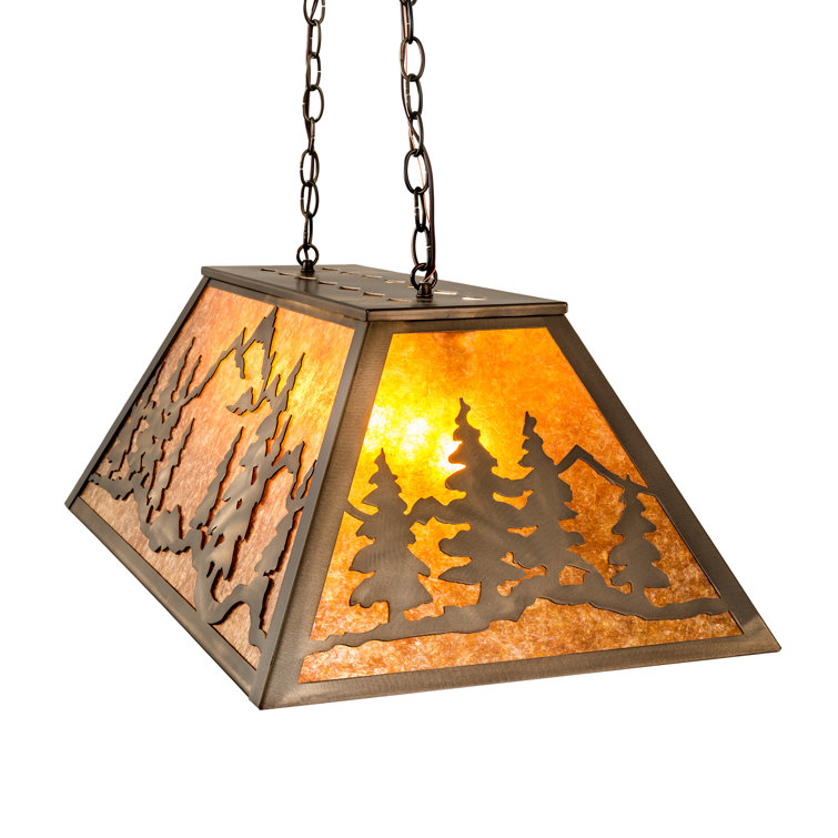 Antique Copper Globe Island Pendant with Amber Mica Shade