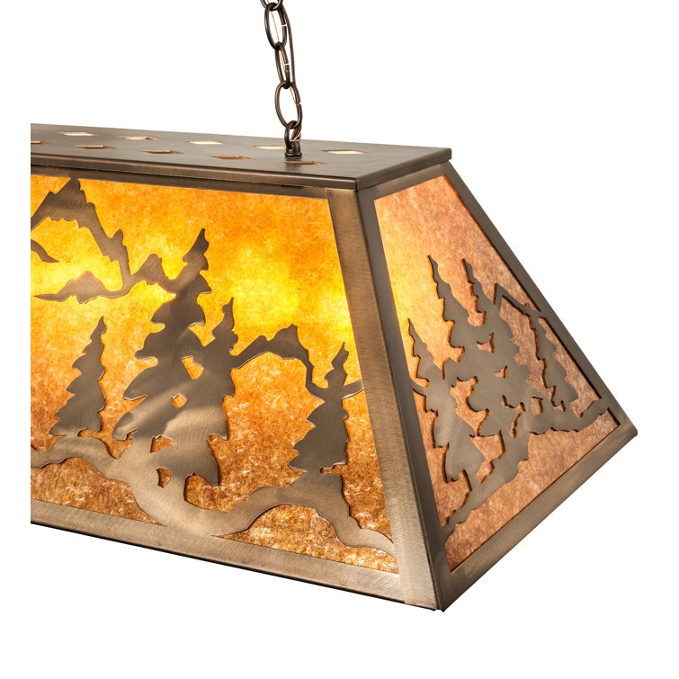 Antique Copper Globe Island Pendant with Amber Mica Shade