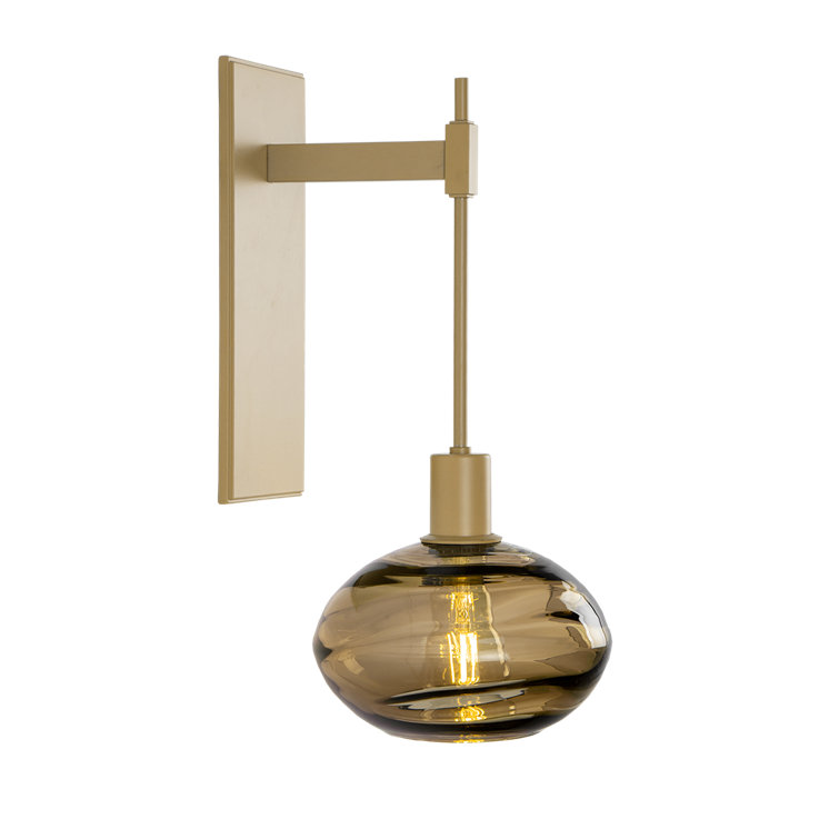 Gilded Brass and Optic Bronze Wall Sconce with Blown Glass Shade