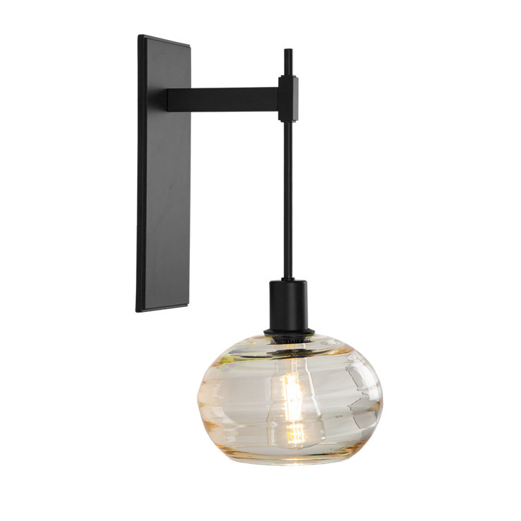 Coppa Tempo 18" Matte Black Optic Amber Glass Sconce
