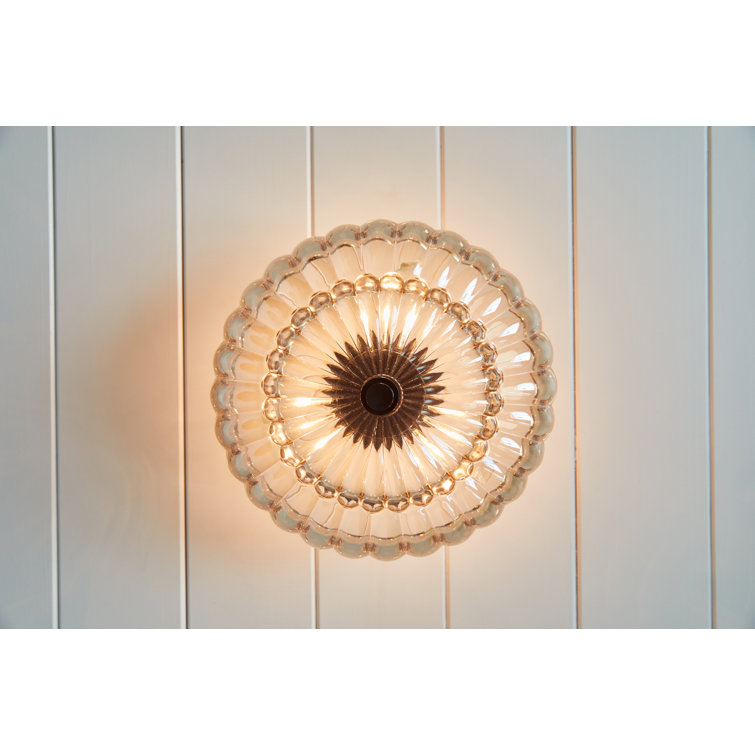 Amber Glass and Cocoa Metal 3-Light Semi Flush Mount