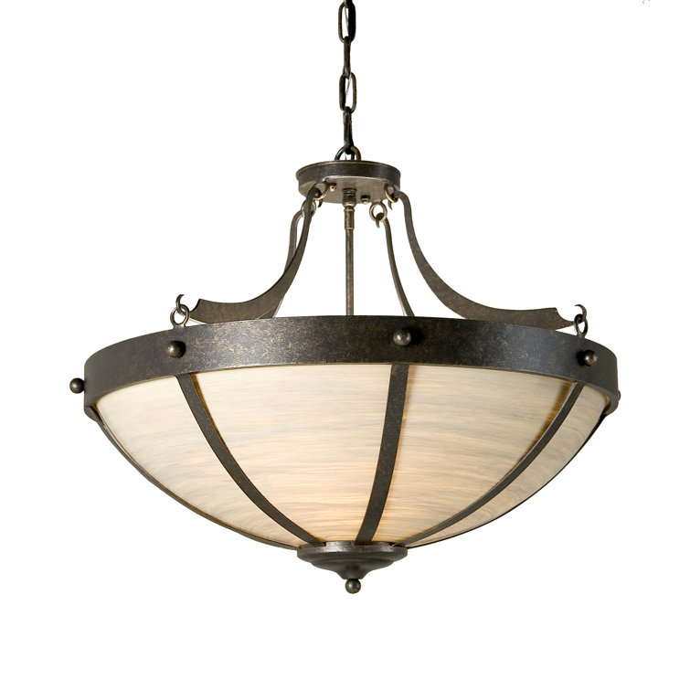 Isadore 3-Light Gilded Tobacco Glass Pendant