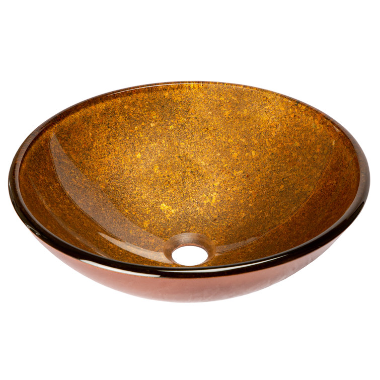 Bronze Tempered Glass Round Above-Counter Bathroom Sink