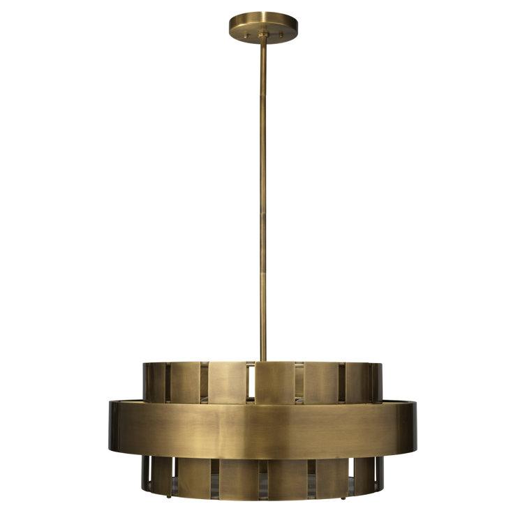 Orbit Antique Brass 4-Light 30" Drum Chandelier with Acrylic Diffuser