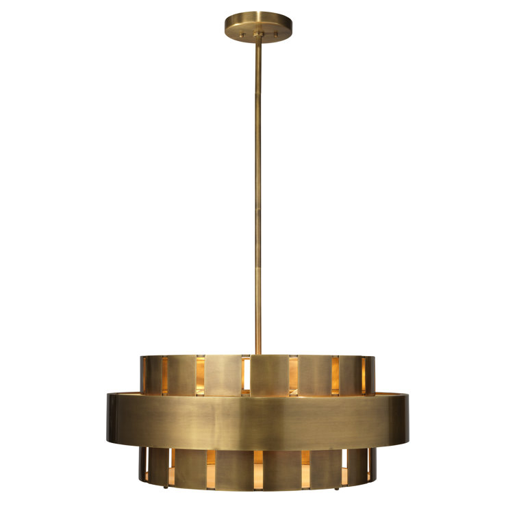 Orbit Antique Brass 4-Light 30" Drum Chandelier with Acrylic Diffuser