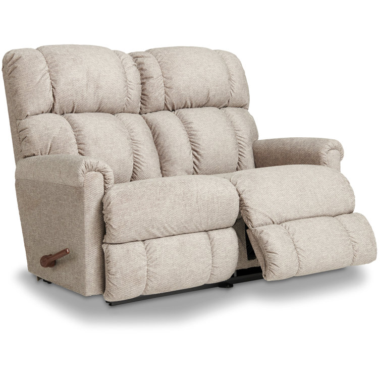 Gray Fabric Reclining Loveseat with Rolled Arms