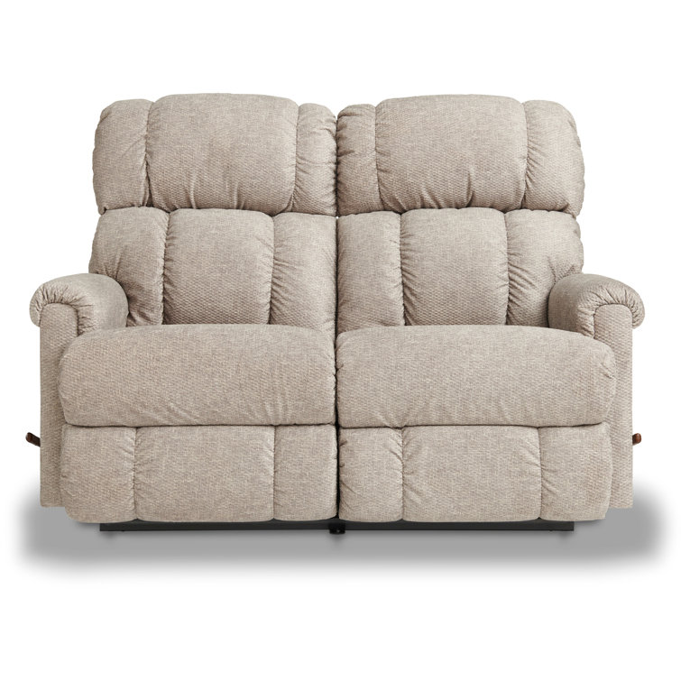 Gray Fabric Reclining Loveseat with Rolled Arms