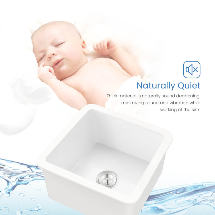Cubic 18'' White Fireclay Undermount Single Bowl Kitchen Sink