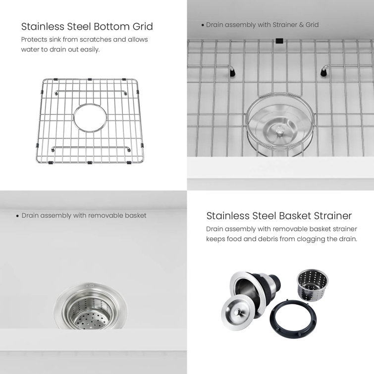 Cubic 18'' White Fireclay Undermount Single Bowl Kitchen Sink